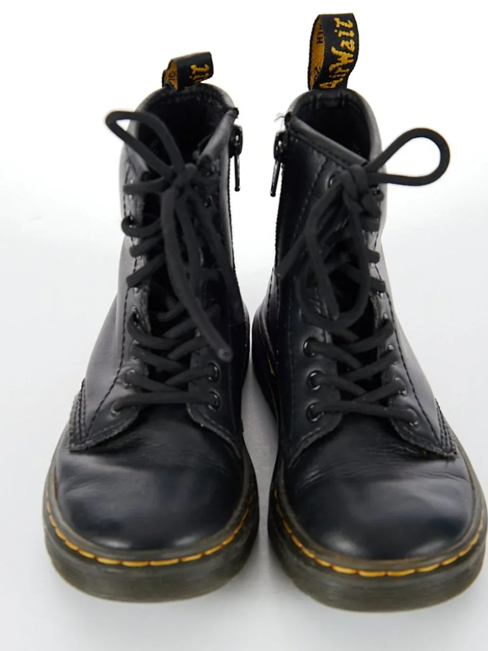 Dr. Marten's Doc's Zavala J Youth Black Leather Combat Lace Up Boots Kid Size 12